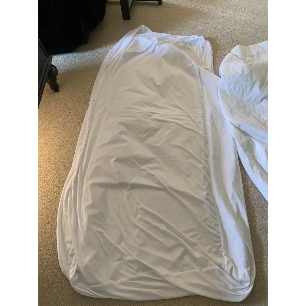 Twin White Comforter and Mattress Protector Box Spring Cover  Preowned